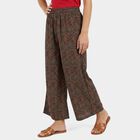 Women's Black Regular Fit Printed Wide-Leg Palazzos, काला, small