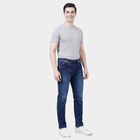 Men's Blue Slim Fit Faded Jeans, Dark Blue, small