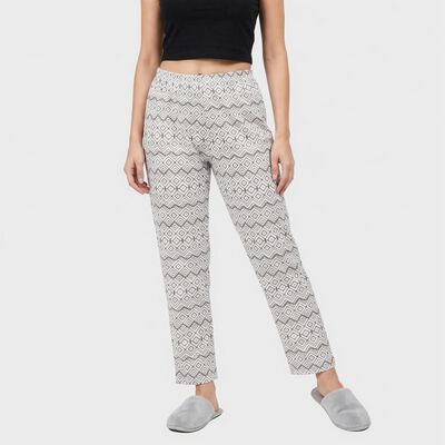 Women's Brown Straight Fit Geometric Printed Lounge Pyjama