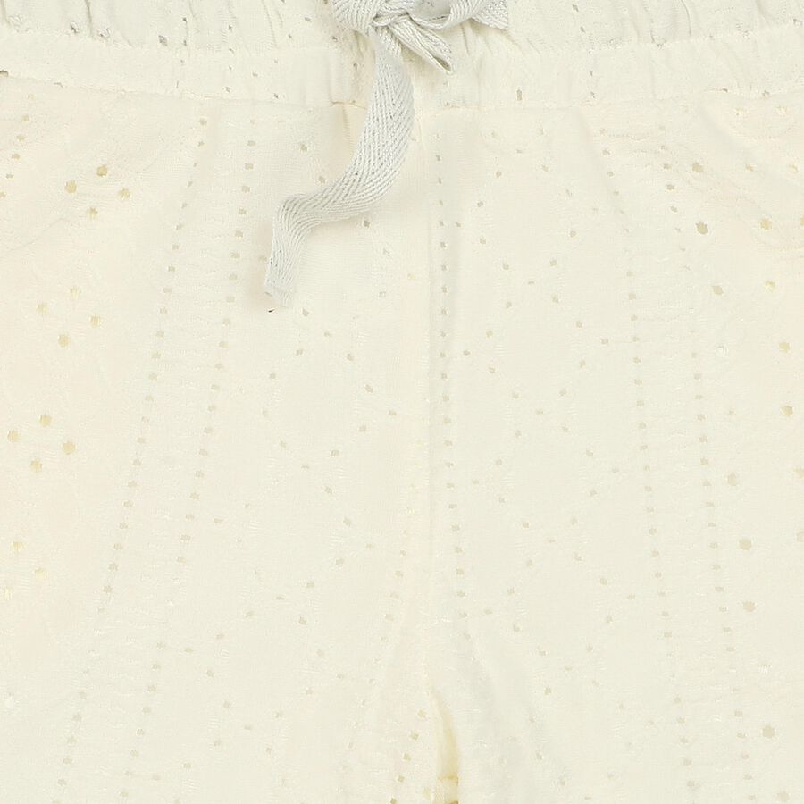 Girls White Palazzo Eyelet Pyjama, सफ़ेद, large