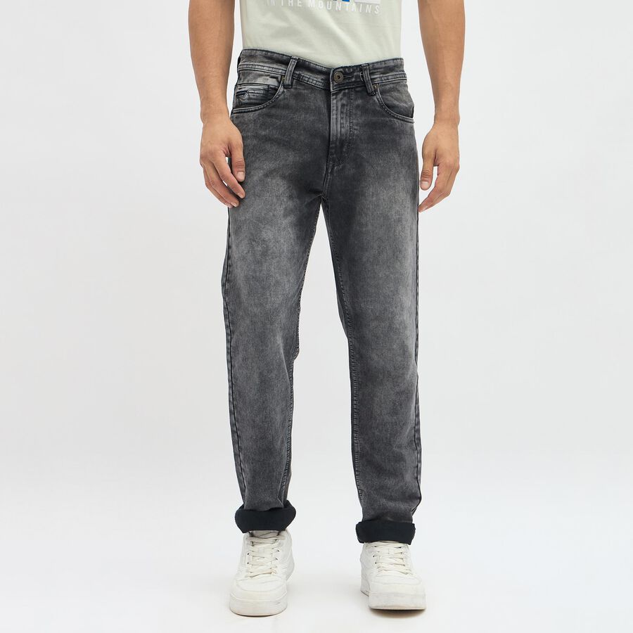 Men's Faded Charcoal Slim Fit Jeans, गहरा ग्रे, large image number null