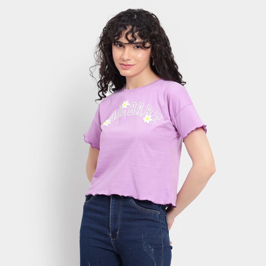 Cotton Round Neck T-Shirt, Lilac, large image number null