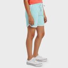 Girls' Aqua Regular Fit Side Stripe Shorts, एक्वा, small