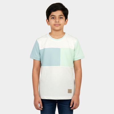 Boys' Light Green Round Neck Casual T-Shirt