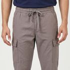 Men's Grey Slim Fit Cargo Trousers, Light Grey, small