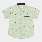 Infants Cotton Printed Shirt, Olive, small image number null
