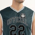 Men's Dark Forest Green V-Neck Athleisure Sleeveless T-Shirt, Dark Green, small