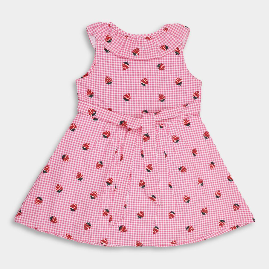 Girls' 100% Cotton Frock, गुलाबी, large image number null