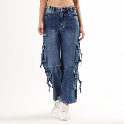Ladies' 100% Cotton High Rise Jeans