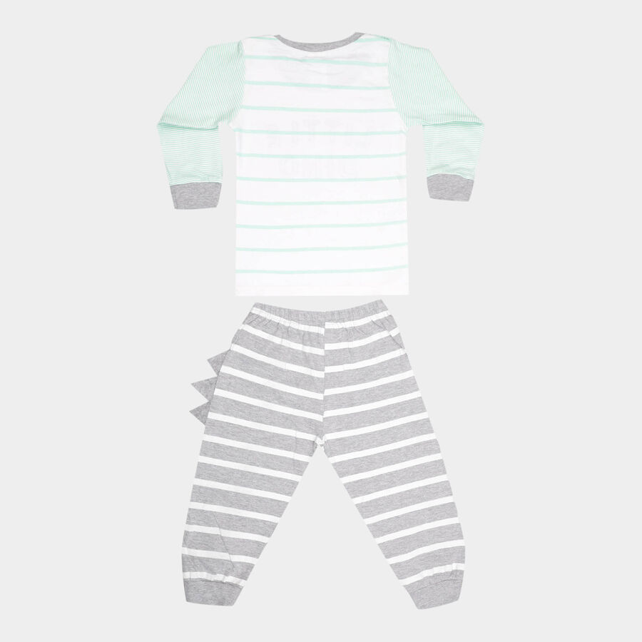 Infants Cotton Printed Baba Suit, Light Green, large image number null