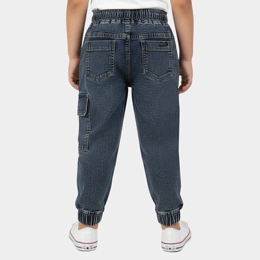 Boys Blue Cargo Jogger Fit Jeans, गहरा नीला, large