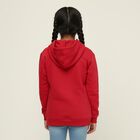 Girls Bright Cherry Red Hoodie Neck Casual Sweatshirt, Fuchsia, small image number null