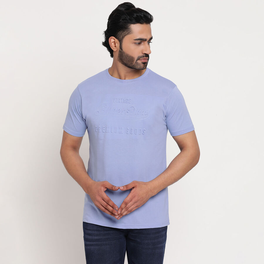 Solid Round Neck T-Shirt, Purple, large image number null