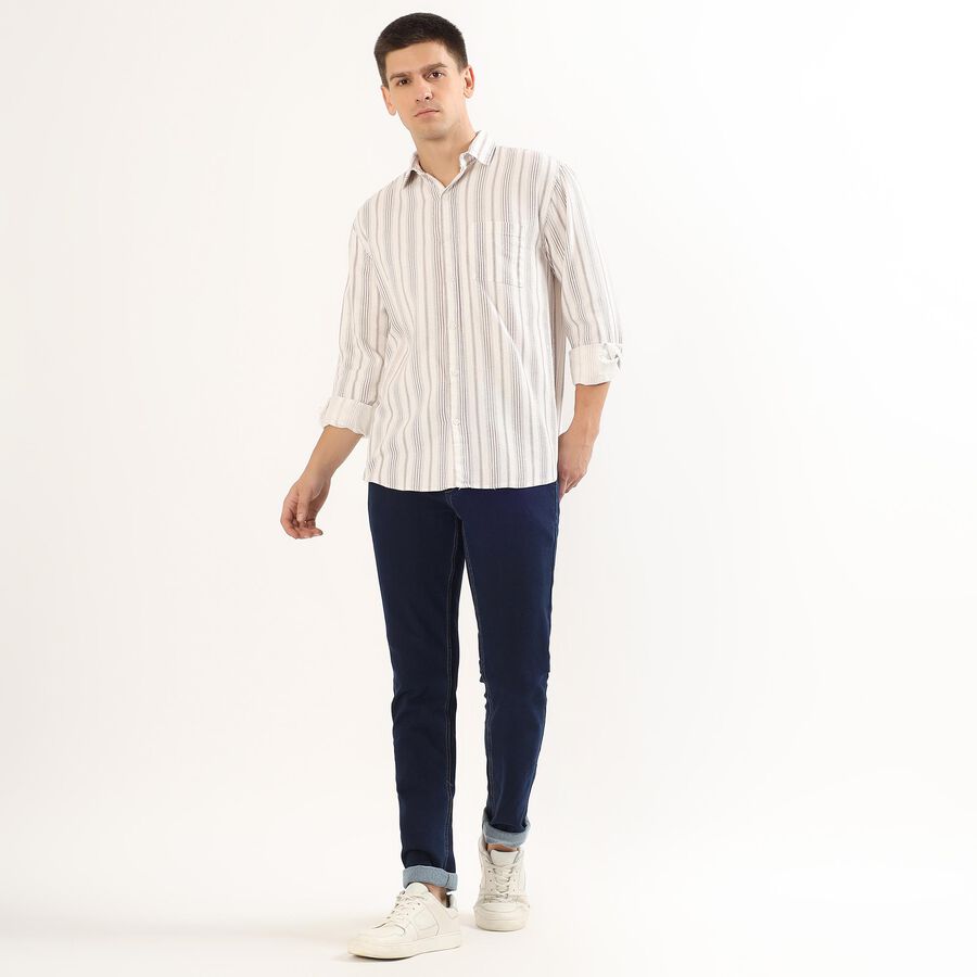 Men's Off White Cotton Classic Casual Shirt, रस्ट, large image number null