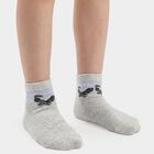 Boys' Ankle Length Pack of 2 Socks ( Grey, White ), सफ़ेद, small