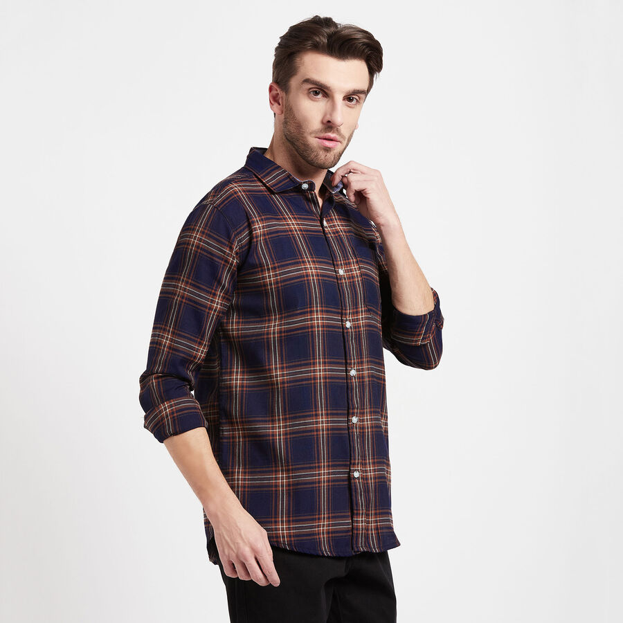 Checks Casual Shirt, भूरा, large image number null