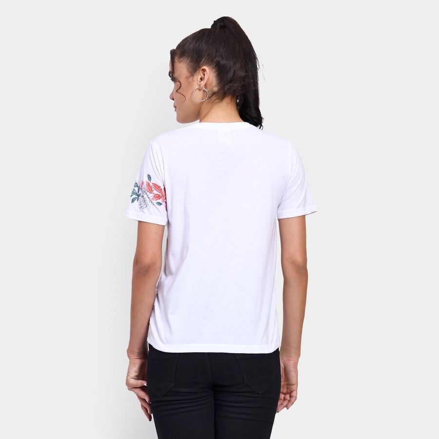 Ladies' Round Neck T-Shirt , सफ़ेद, large image number null