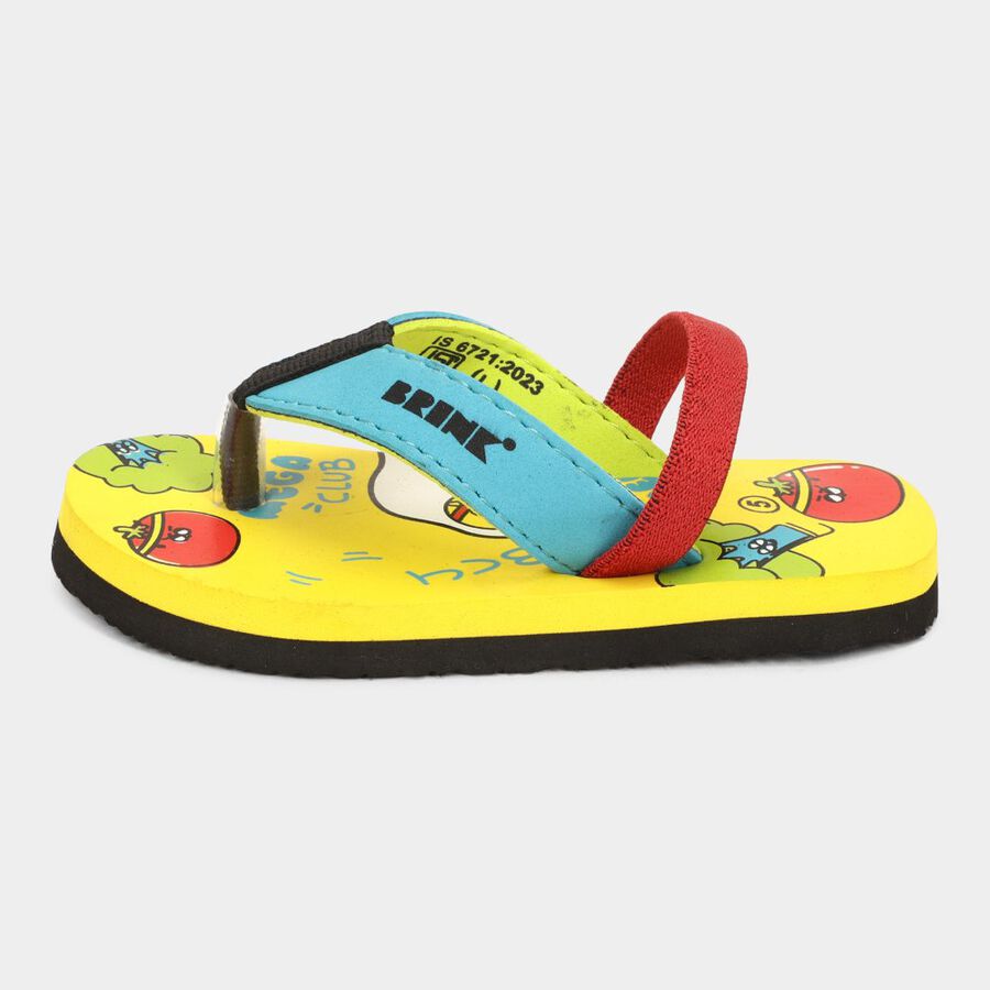 Kids Printed Flip Flops, Yellow, large image number null