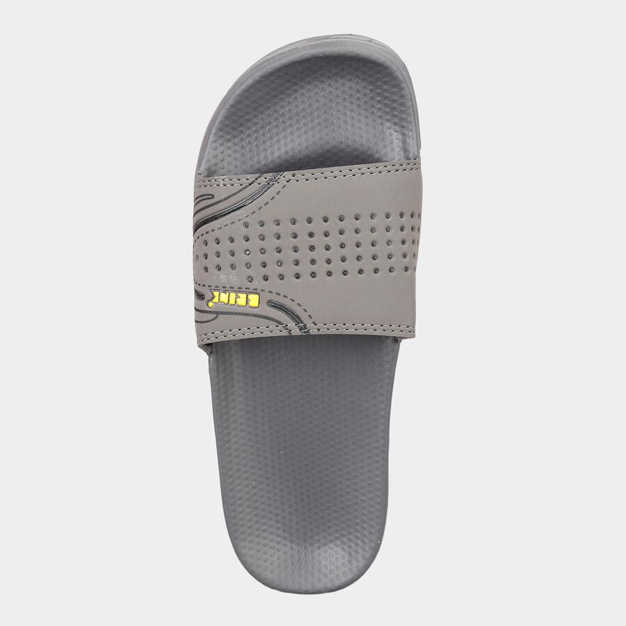 Men Solid Slip-On Casual Sandals, Dark Grey, large image number null