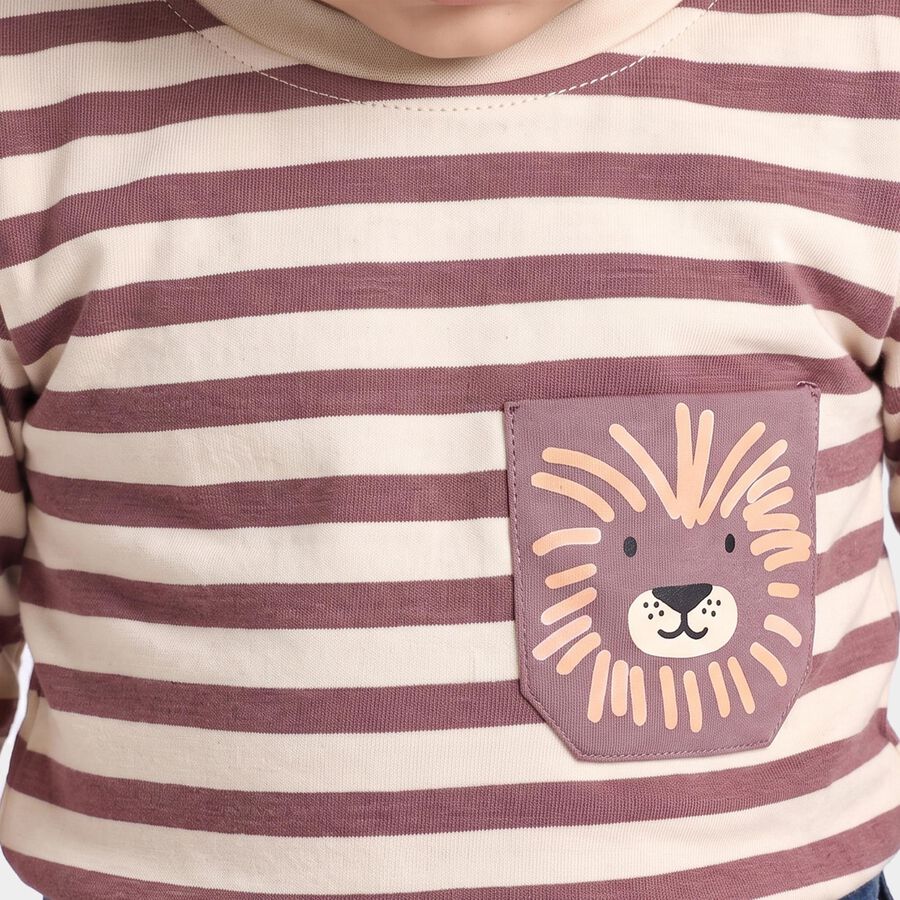 Infants Purple Cotton Round Neck Regular T-Shirt, Purple, large