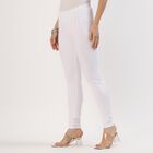 Women's Bright White Cotton Blend Ankle-Length Churidar, सफ़ेद, small image number null