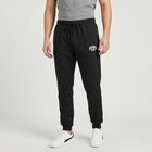 Men's Black Jogger Fit Logo Print Pyjama, काला, small
