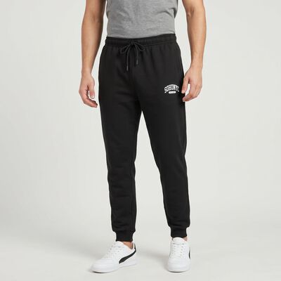 Men's Black Jogger Fit Logo Print Pyjama