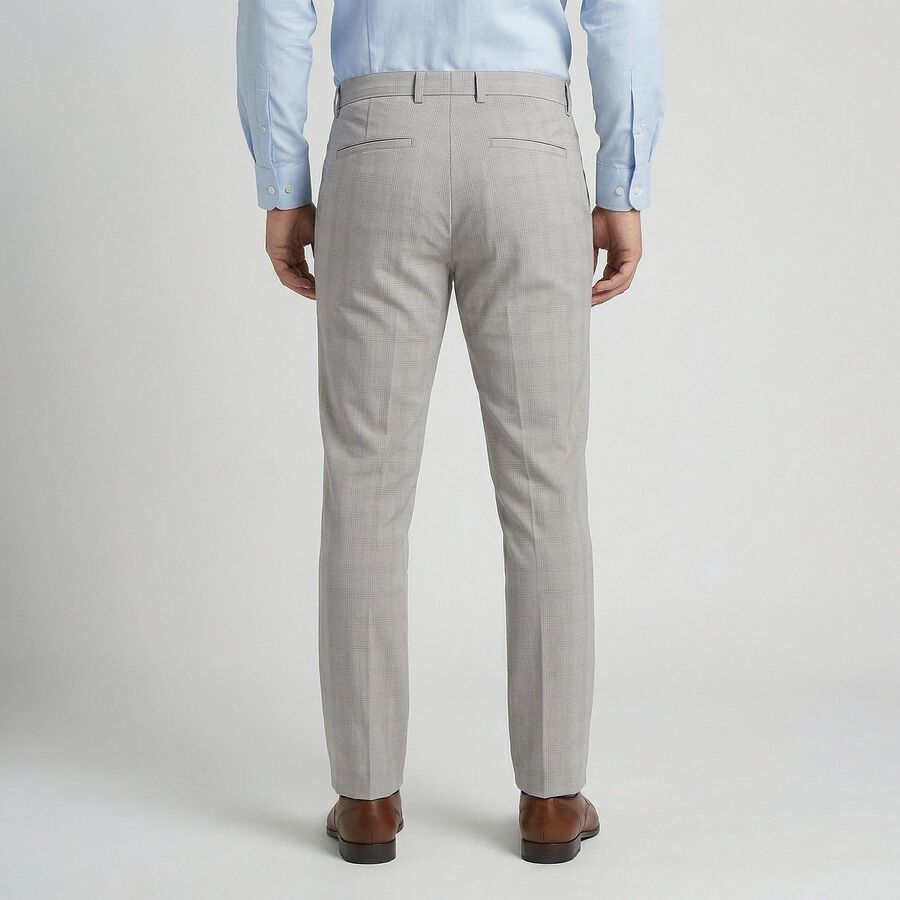 Men's Grey Slim Fit Casual Trousers, Light Grey, large