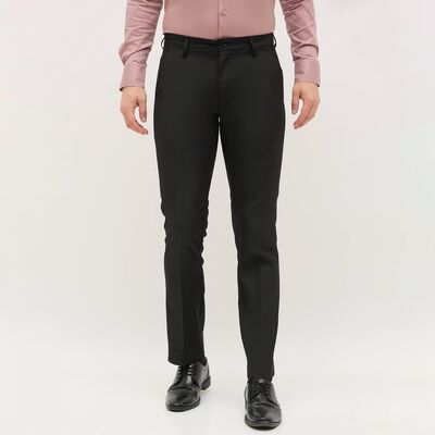 Men's Jet Black Slim Fit Formal Trousers