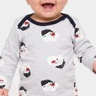 Infants' Navy Blue 100% Cotton Round Neck Printed Baba Suit, नेवी ब्लू, small