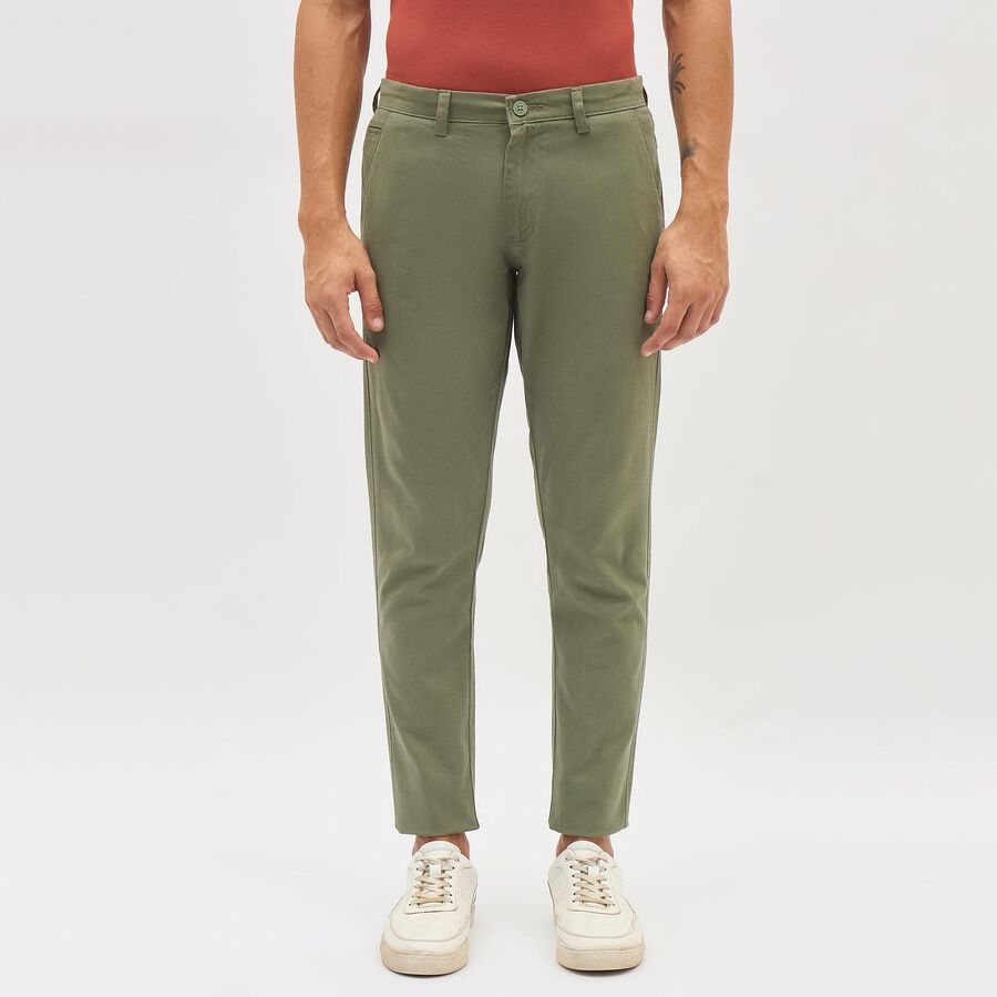 Men's Slim Fit Casual Trousers, Light Green, large image number null