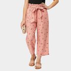 Girls Peach Regular Fit Floral Printed Capri, पीच, small