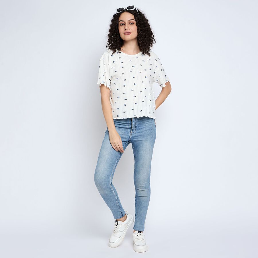 Ladies' 100% Cotton Crop  Top, ऑफ व्हाइट, large image number null