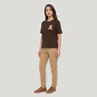 Women's Brown Cotton Round Neck Regular T-Shirt, Brown, small