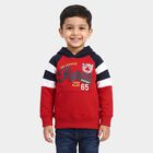 Boys' Maroon Hoodie Neck Graphic Sweatshirt, मरून, small