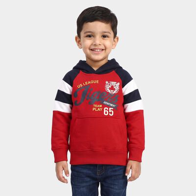 Boys' Maroon Hoodie Neck Graphic Sweatshirt
