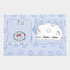 Infants Printed Cotton Baby Gift Set, Light Blue, small image number null