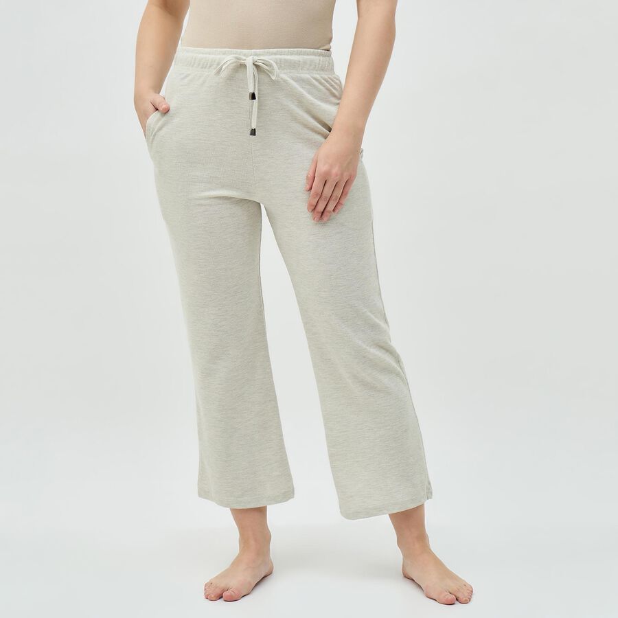 Women's Light Beige Elastic Waist Cotton Blend Pyjama, हल्का ग्रे, large