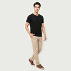 Men's Black Cotton Round Neck Regular T-Shirt, Black, small