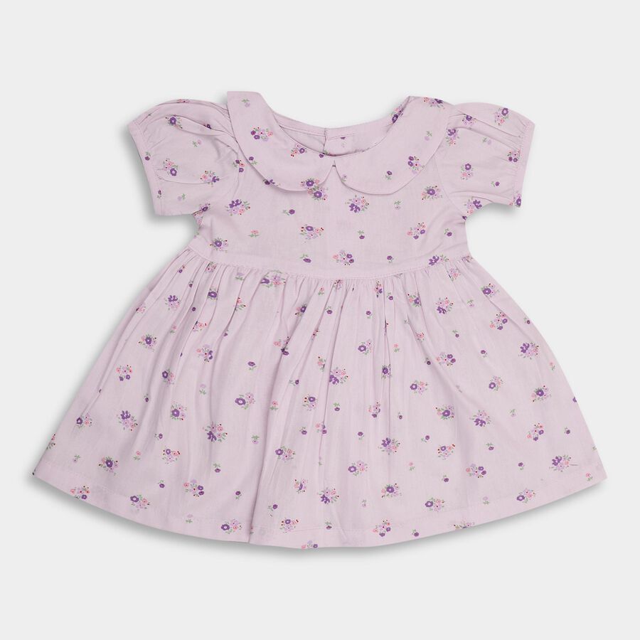 Infant Girls' 100% Cotton Frock, लाइलेक, large image number null