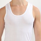 Men's Bright White Cotton Round Neck Sleeveless Vest, सफ़ेद, small image number null