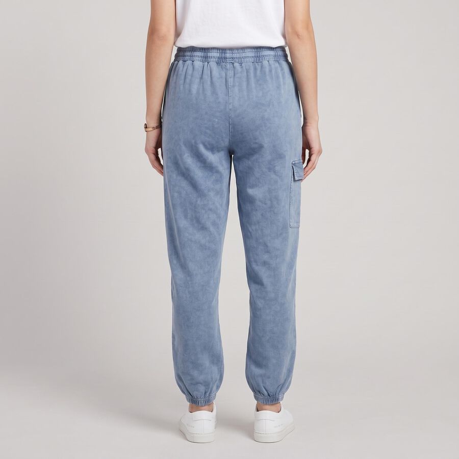 Women's Light Blue Relaxed Fit Cargo Track Pants, Light Blue, large