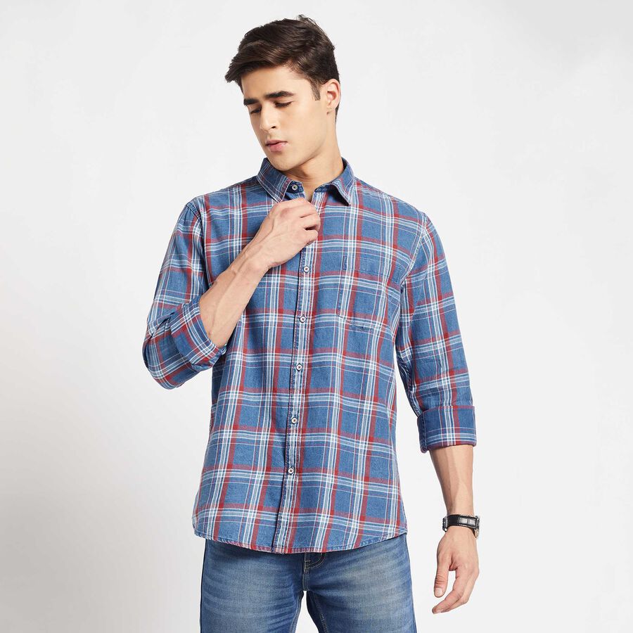 Cotton Checks Casual Shirt, Red, large image number null