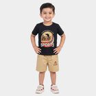 Boys Navy Blue Cotton Round Neck Graphic Print Baba Suit, नेवी ब्लू, small
