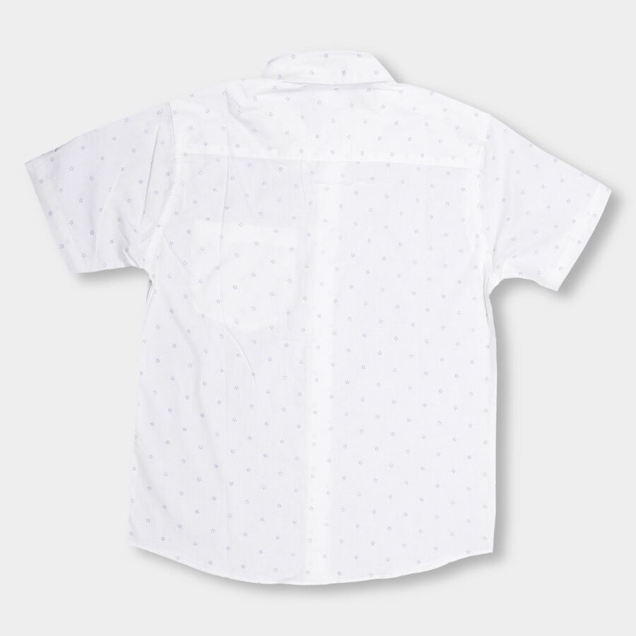 Boys Bright White Regular Collar Casual Shirt, White, large image number null