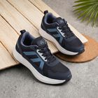 Men's Navy Blue Lace-Up Sneakers, नेवी ब्लू, small