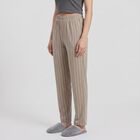 Women's Grey Straight Fit Striped Lounge Pyjama, हल्का ग्रे, small