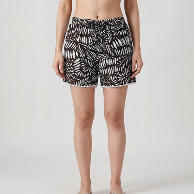 Women's Brown Viscose Relaxed Fit Shorts