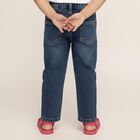 Girls' Dark Blue Regular Fit Embroidered Jeans, मध्यम नीला, small image number null