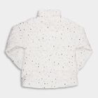 Girls' White High Neck Star Print Puffer Jacket, White, small image number null